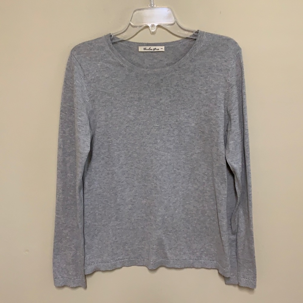 Caroline Grace cotton & cashmere gray sweater